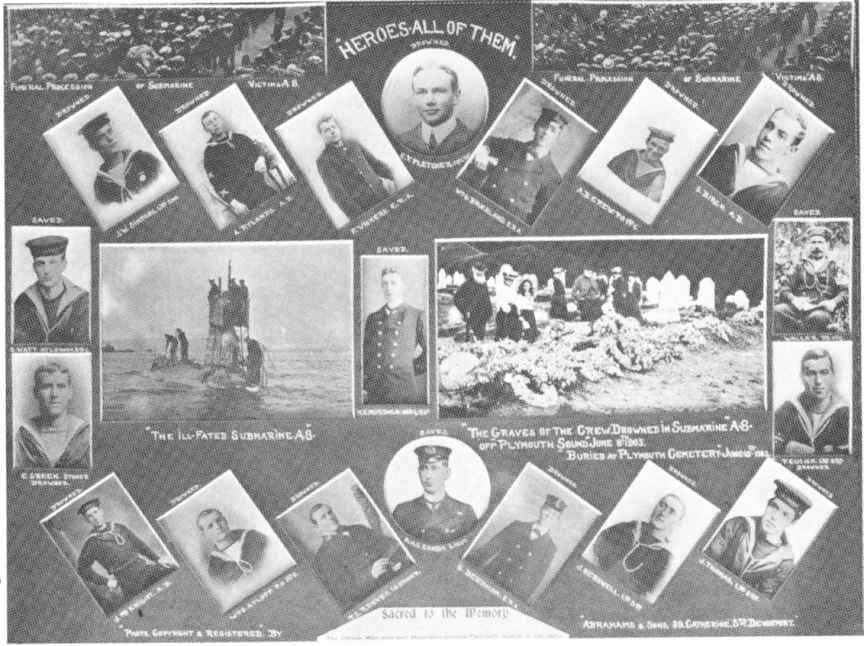 Memorial card showing the crew and the A8.