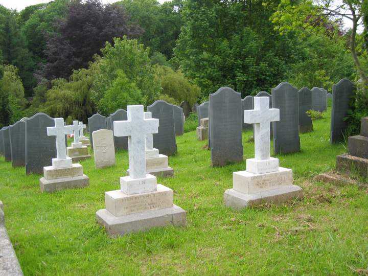 The restored graves are white.