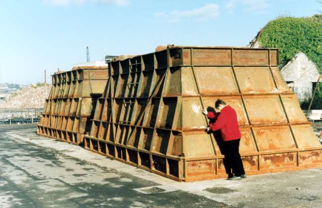 The moulds for making the huge blocks.