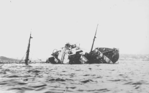 Caroni River sinking by the stern.