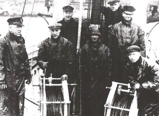 The crew of the Plymouth lifeboat 'Robert and Marcella Beck.