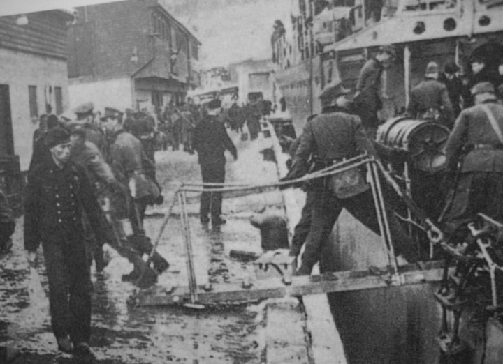 The Hans Ludeman landing troops in Narvik.