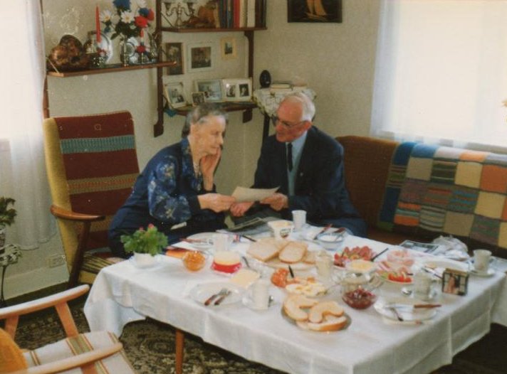 Cyril Cope with Mrs. Petra Christiansen, May 1990. Photo Ron.Cope.