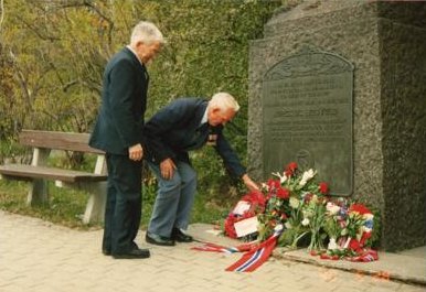 Cyril Cope at the graves of the men of Hardy and Hunter at Ballangen Cemetery, May. Photo Ron.Cope.