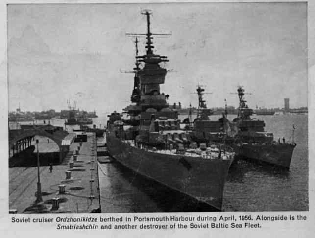 The Ordzhonikidze at Portsmouth. The Ordzhonikidze at Portsmouth.