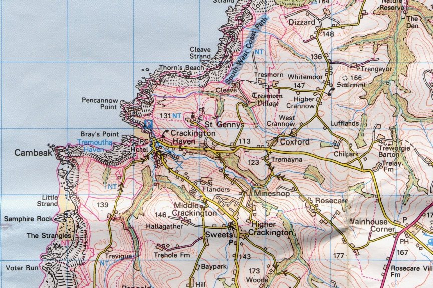 Maps of Tremoutha Haven and Crackington Haven.