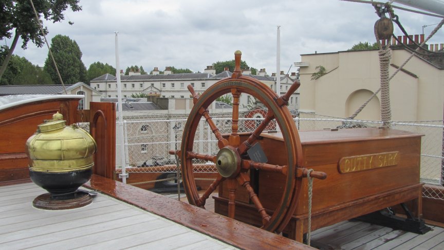 Ships wheel and binacle.