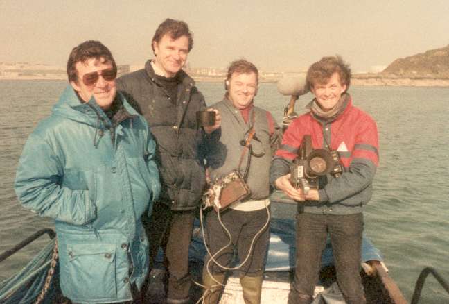 Pete Barraclough (presenter with cup) and the film crew.