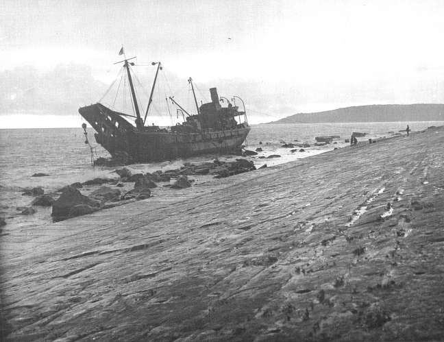 The Freija hard aground. The Freija hard aground.