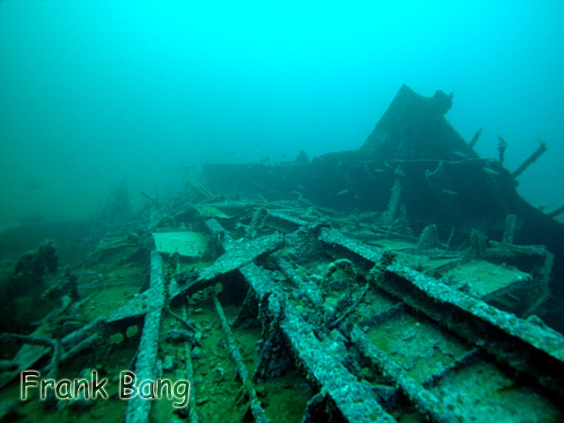 The wreckage of the Hardy. Note the shell in the left hand photo.