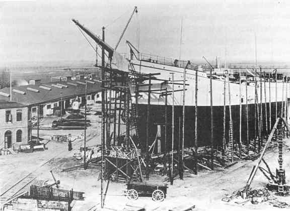 The 'Duchess' being built at Bremerhaven. The 'Duchess' being built at Bremerhaven.