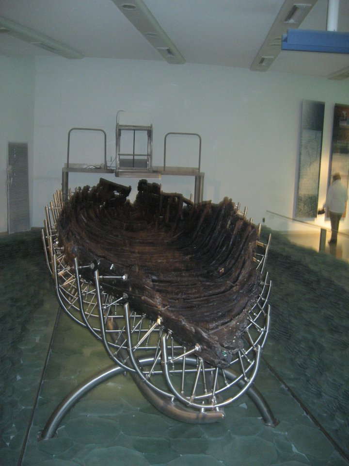 Front view of the boat in its cradle.