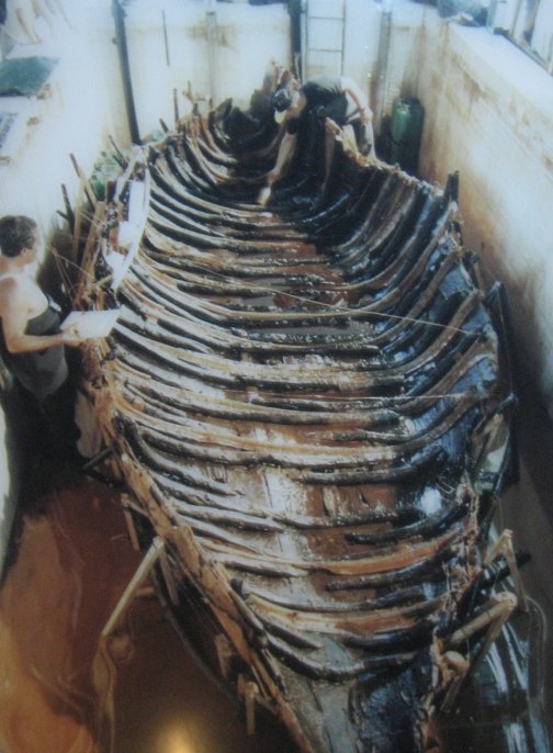 Drying out the boat.