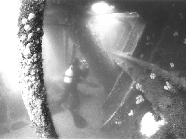 Filming inside the hull.