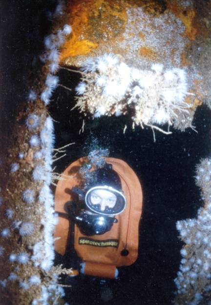 Looking through a hole in the hull. Check out the gear, circa 1970.