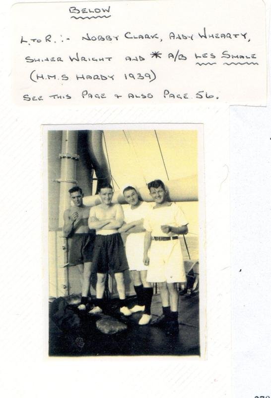 Les with two shipmates on Hardy. One was AB Andrew Whearty who was killed in the TS mentioned in Cyril Copes Account