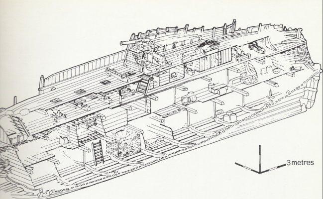 Diagram of what was left of the ship.