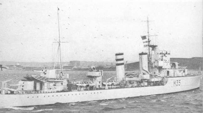 H.M.S. Hunter seen here at Plymouth before the Battle.