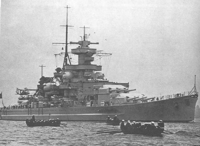 The Battleship Gneisenau, which had nine 11 inch guns.