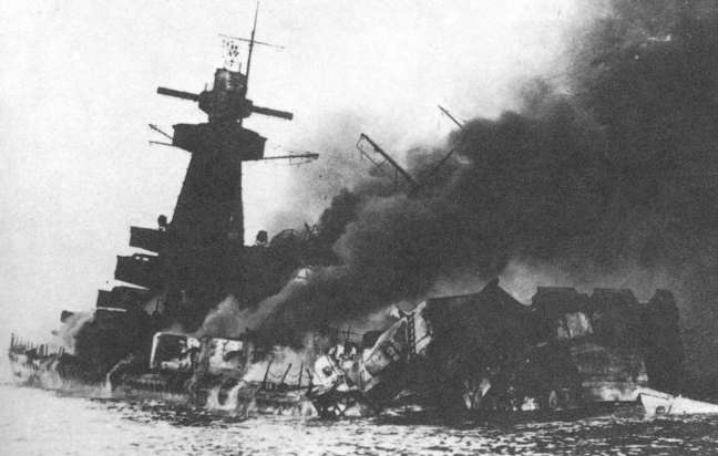 The destruction of the mighty Graf Spee.