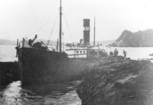 The Betsy Anna hard aground.