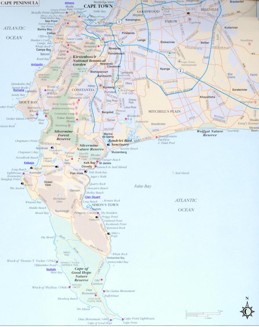 Map of the Cape Peninsular. Map of the Cape Peninsular.