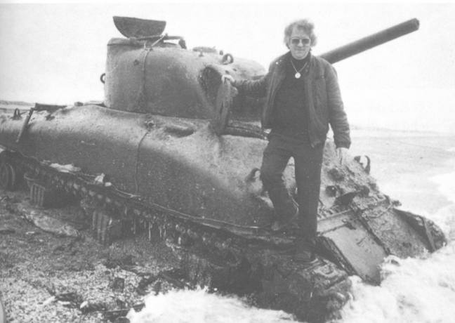 Ken Small riding the Tank as it is raised from the sea in 1984.