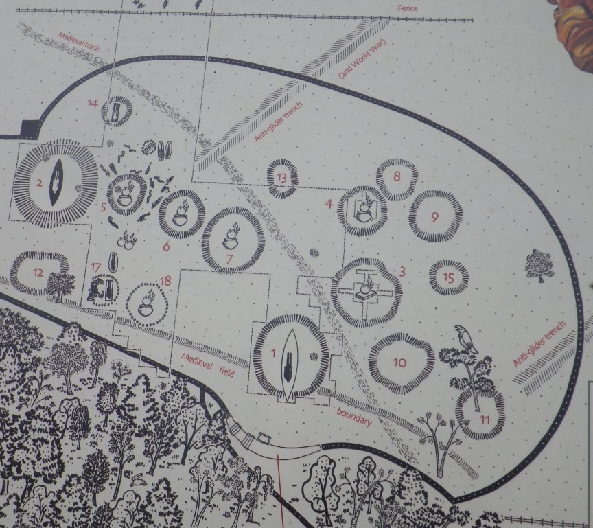 Plan showing glider trenches and the various burials.