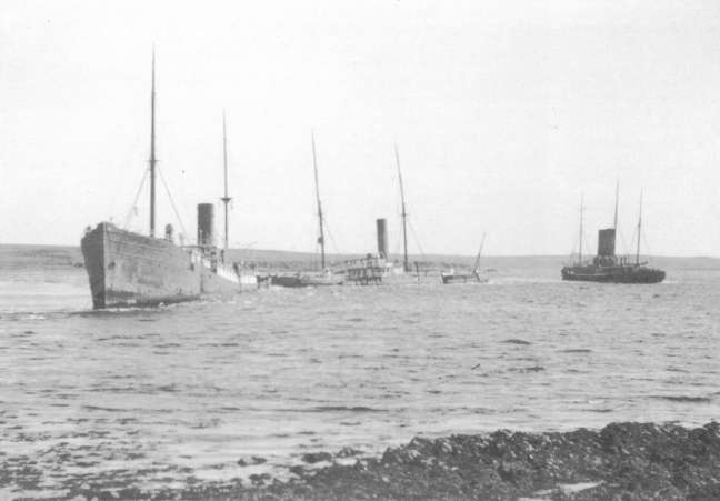 Block ships in Holm Sound. The Thames is on the right.