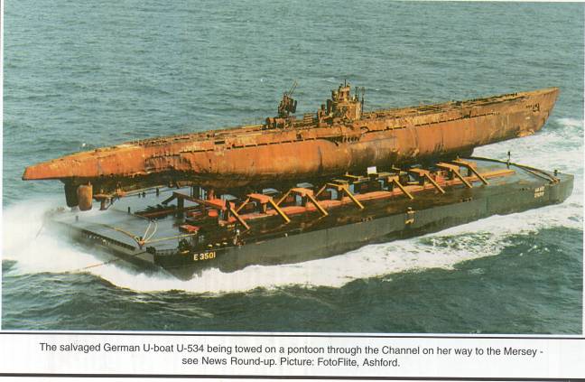 U534 on the Barge.