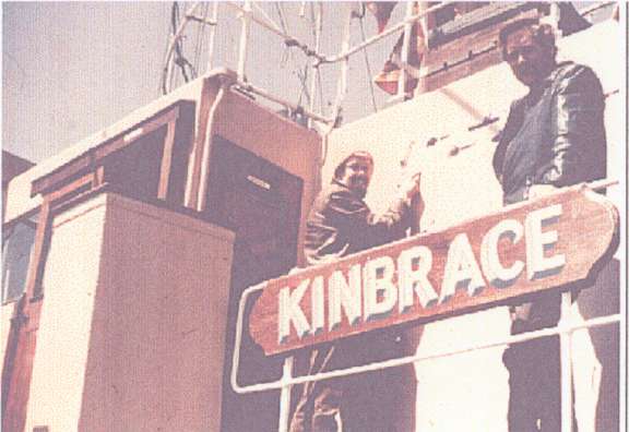 Ken Clark and Peter Cornish on board HMS Kinbrace during the final lift of Miniature Submarine XE8.