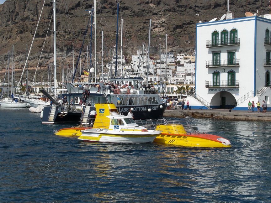 The Yellow Sub and safety boat.