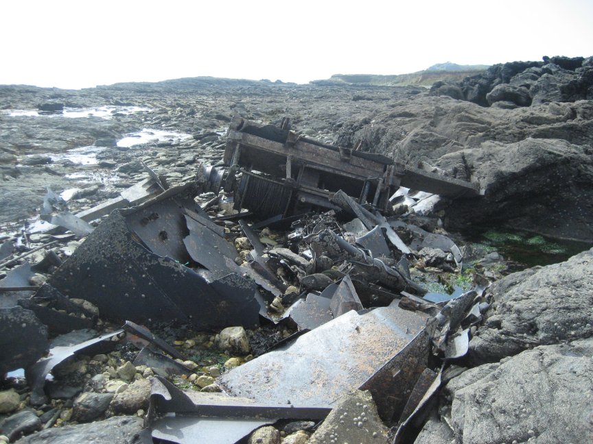 The main part of the wreckage including the winch.